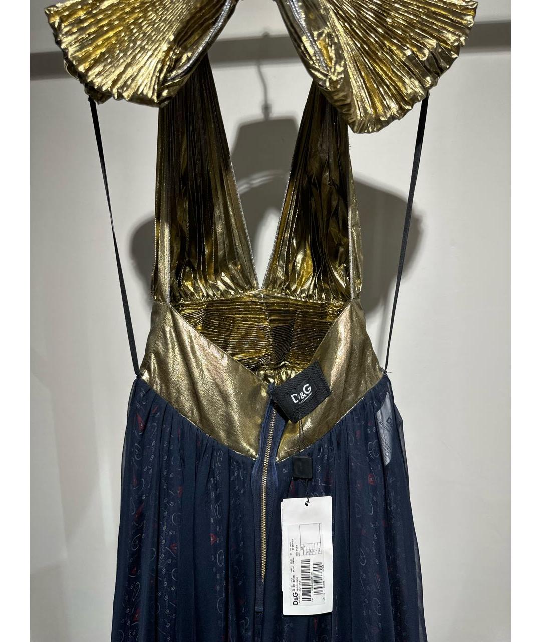 DOLCE&GABBANA Золотое шелковое вечернее платье, фото 3