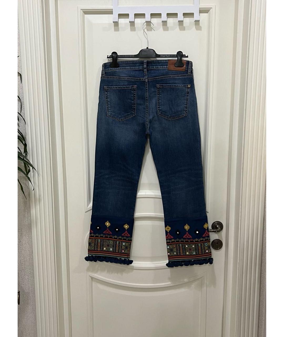 WEEKEND MAX MARA Синие хлопко-эластановые прямые джинсы, фото 5