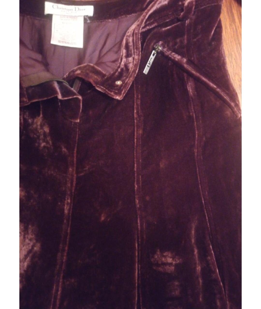 CHRISTIAN DIOR PRE-OWNED Бордовая вискозная юбка миди, фото 4