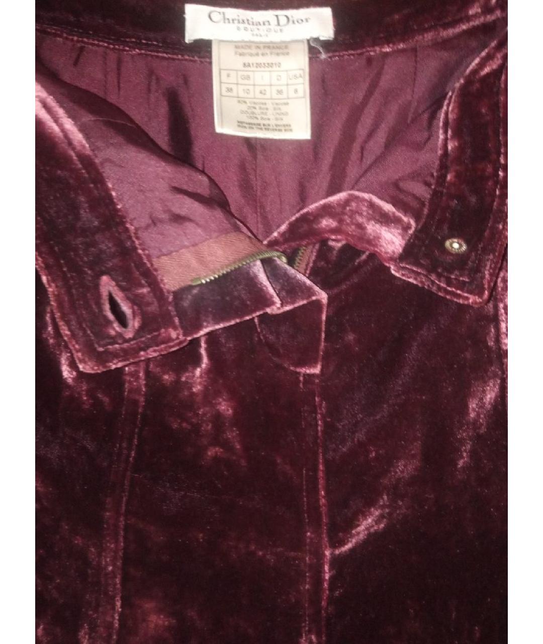 CHRISTIAN DIOR PRE-OWNED Бордовая вискозная юбка миди, фото 3