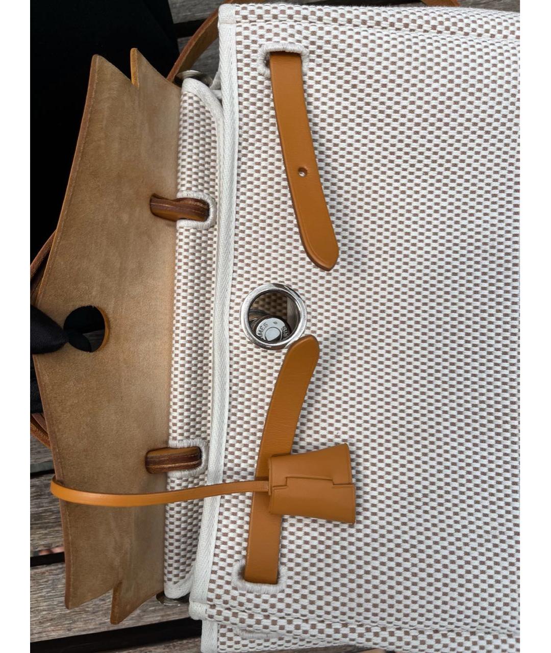 HERMES PRE-OWNED Бежевая кожаная сумка с короткими ручками, фото 7