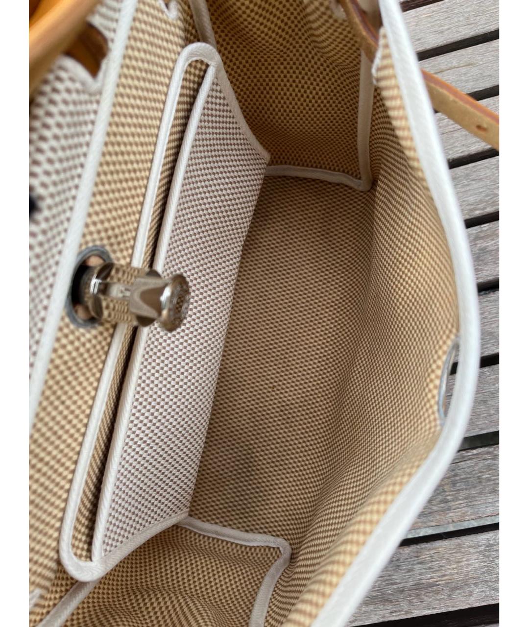 HERMES PRE-OWNED Бежевая кожаная сумка с короткими ручками, фото 6