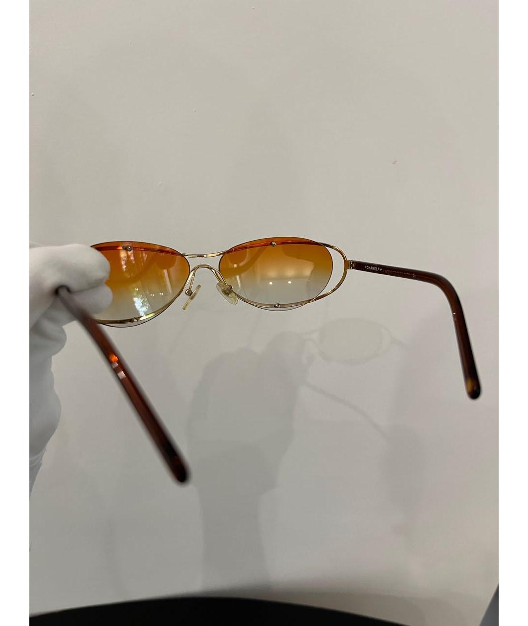 CHANEL Оранжевое металлические солнцезащитные очки, фото 4