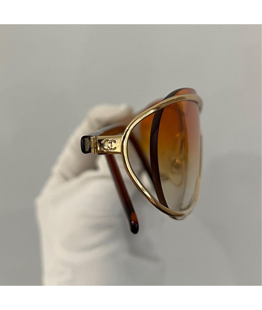 CHANEL Оранжевое металлические солнцезащитные очки, фото 8