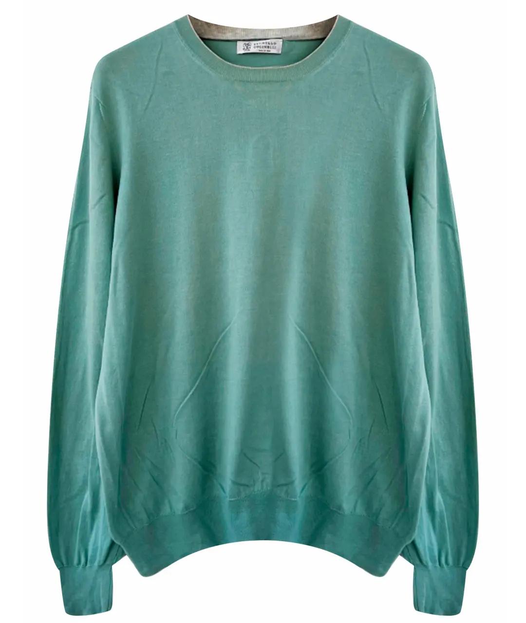 BRUNELLO CUCINELLI Зеленый хлопковый джемпер / свитер, фото 6