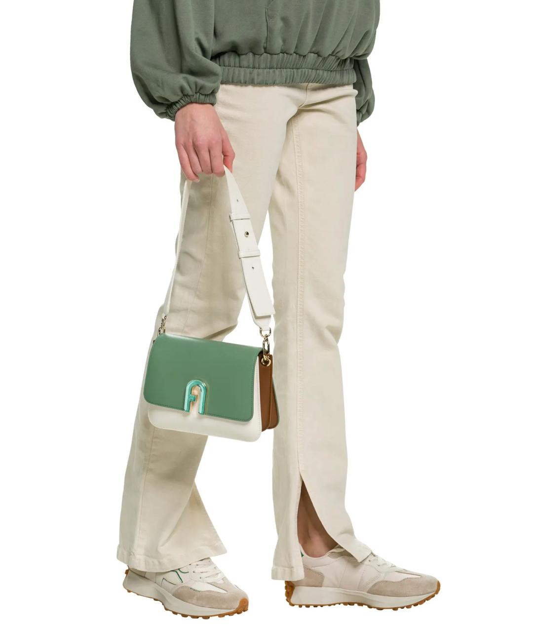 FURLA Зеленая кожаная сумка через плечо, фото 8