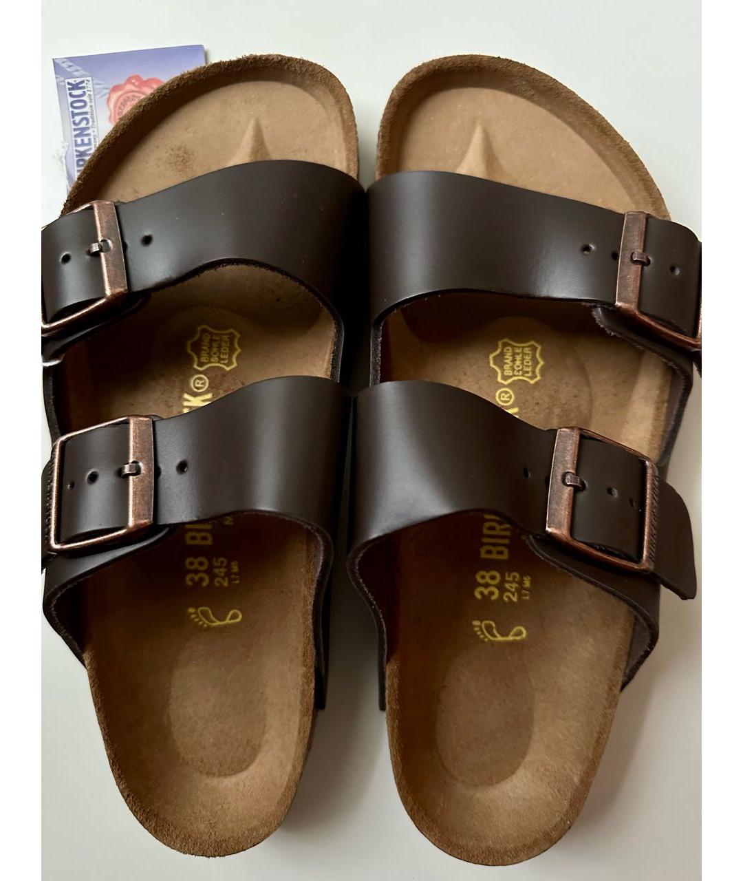 BIRKENSTOCK Коричневые кожаные сандалии, фото 3