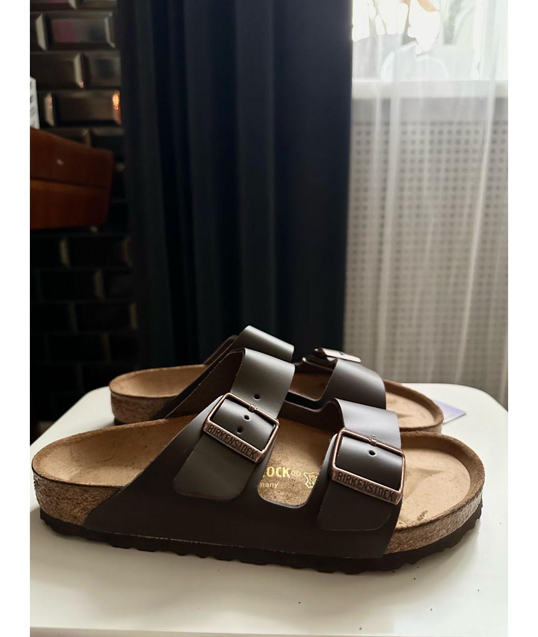 BIRKENSTOCK Коричневые кожаные сандалии, фото 9