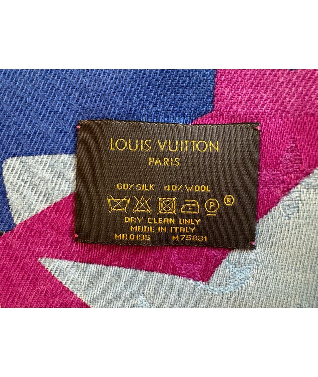 LOUIS VUITTON Розовый шелковый шарф, фото 2