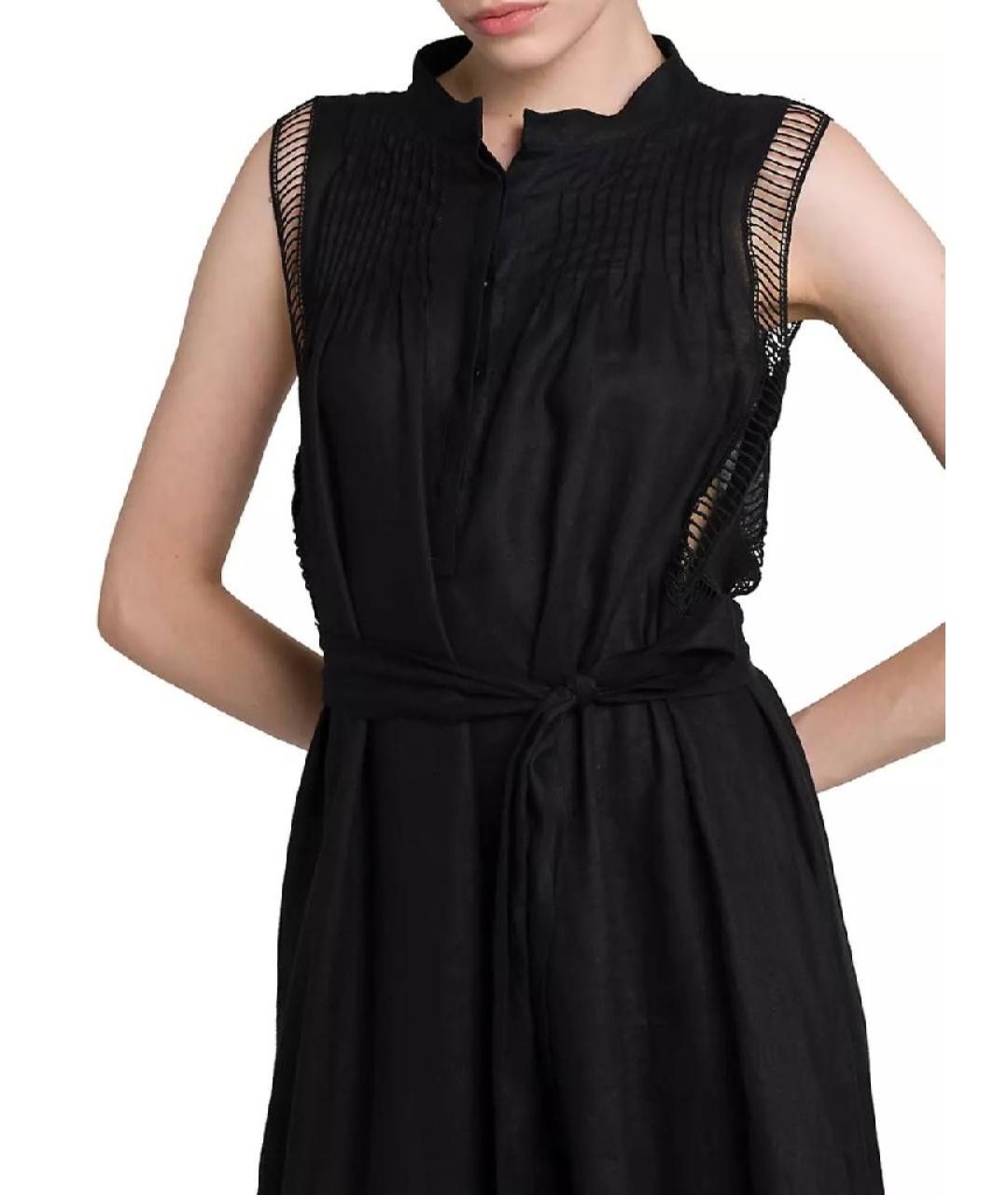 KITON Черное льняное повседневное платье, фото 3