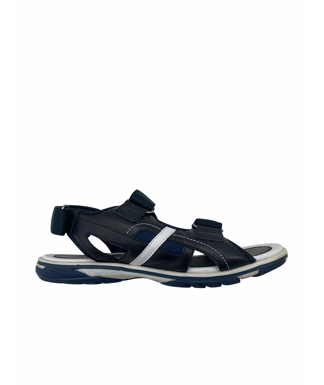 ARMANI JUNIOR Темно-синие кожаные сандалии и шлепанцы, фото 1