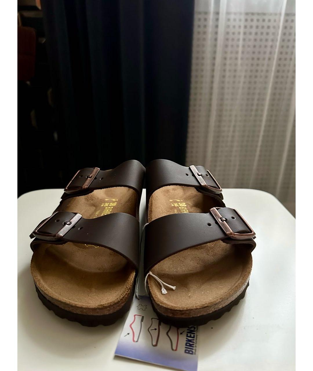 BIRKENSTOCK Коричневые кожаные сандалии, фото 2