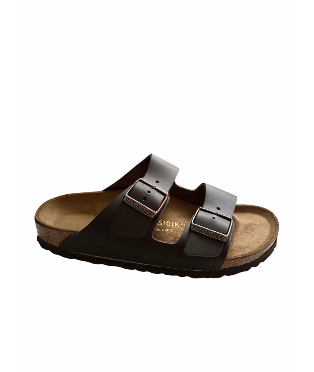 BIRKENSTOCK Коричневые кожаные сандалии, фото 1