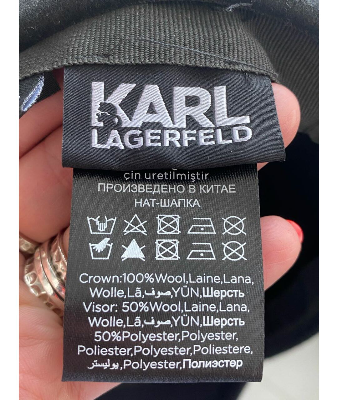 KARL LAGERFELD Черная шерстяная кепка, фото 4