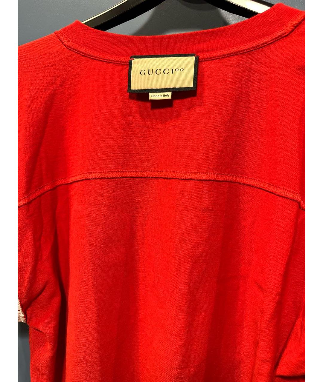 GUCCI Красная хлопко-полиэстеровая футболка, фото 3