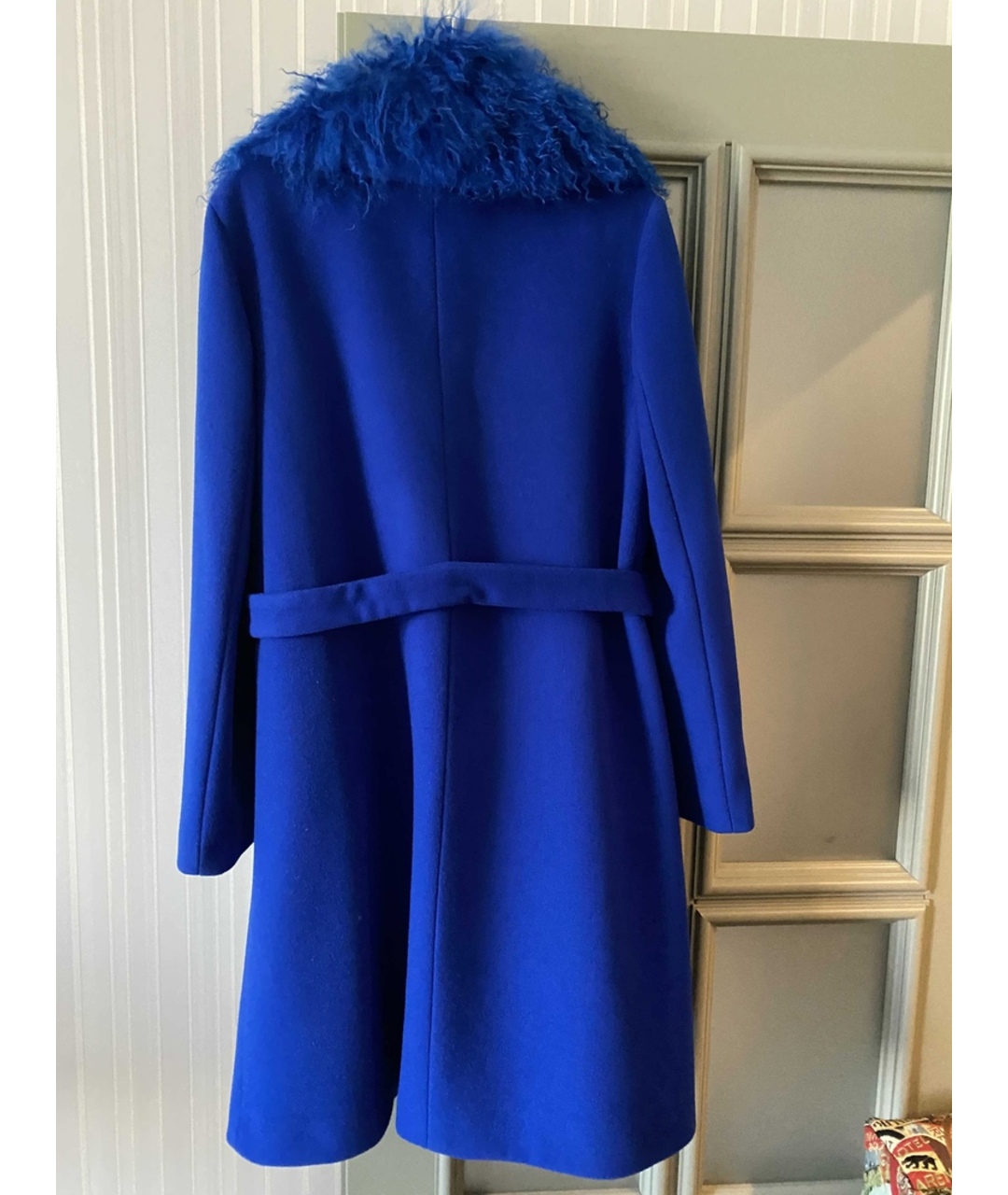 BOUTIQUE MOSCHINO Синее шерстяное пальто, фото 4
