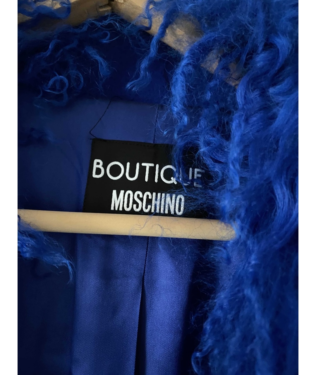 BOUTIQUE MOSCHINO Синее шерстяное пальто, фото 6