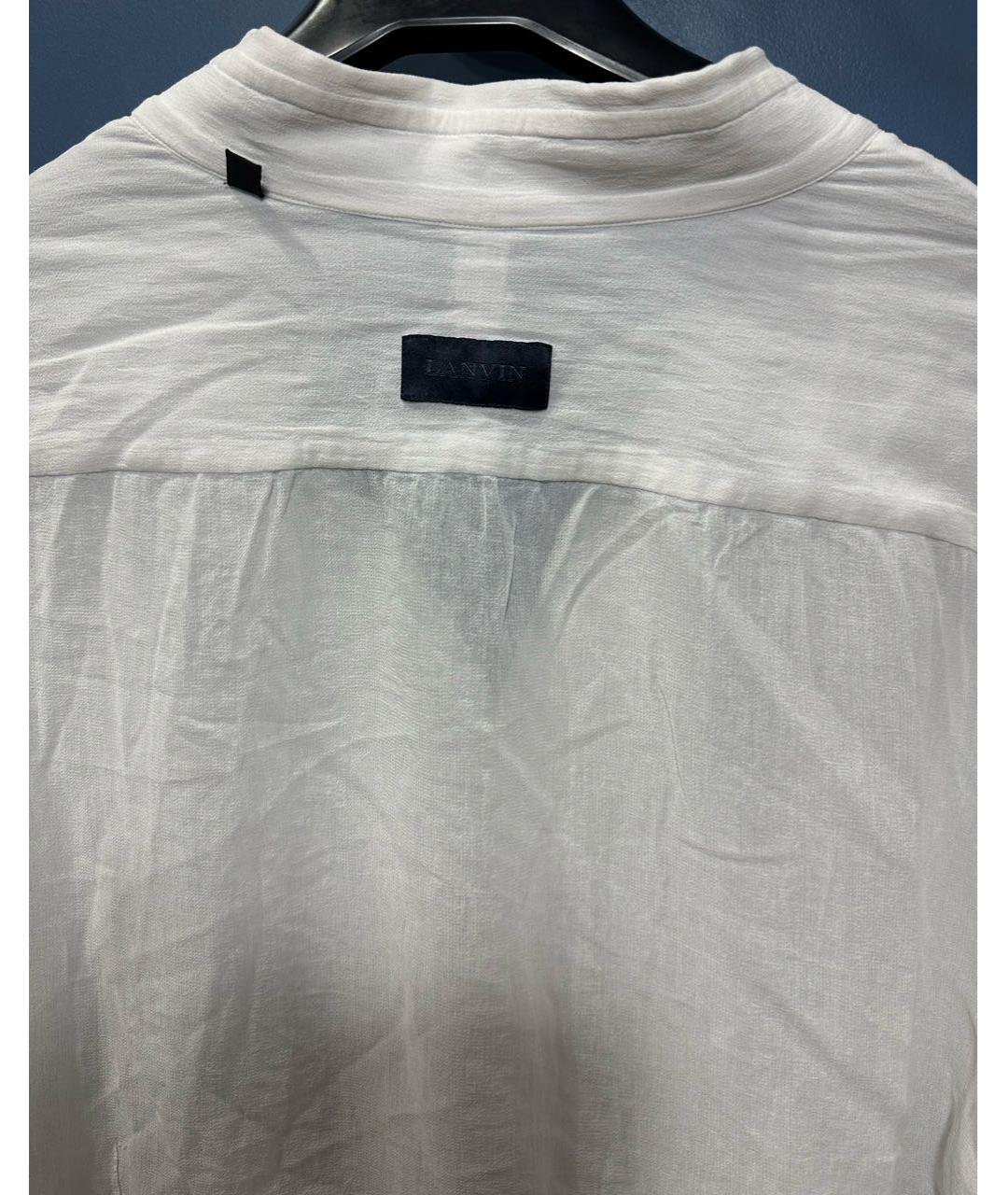 LANVIN Белая хлопко-шелковая классическая рубашка, фото 3