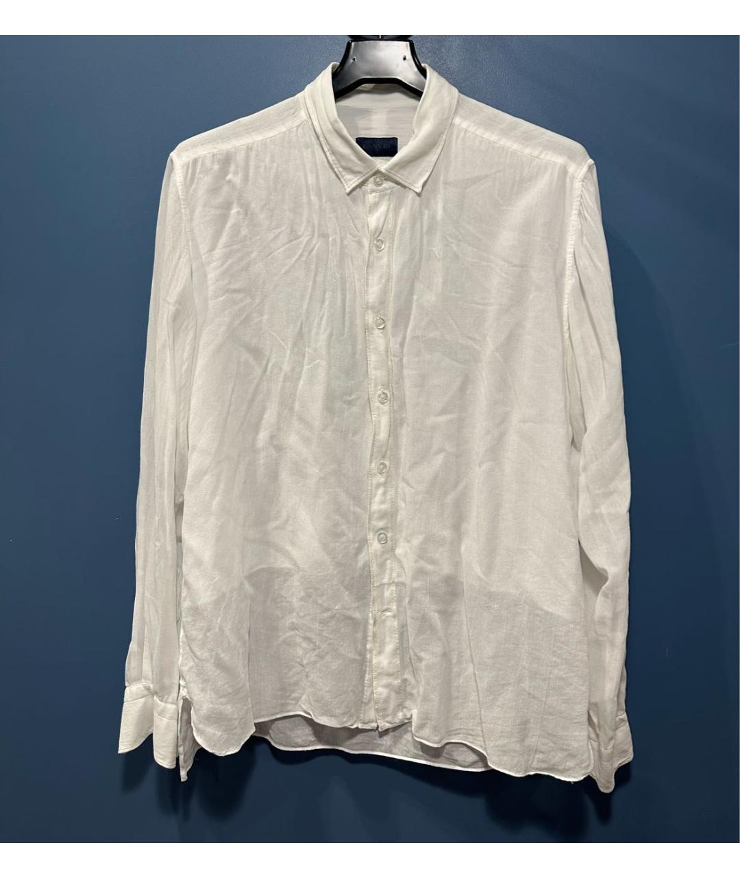 LANVIN Белая хлопко-шелковая классическая рубашка, фото 5