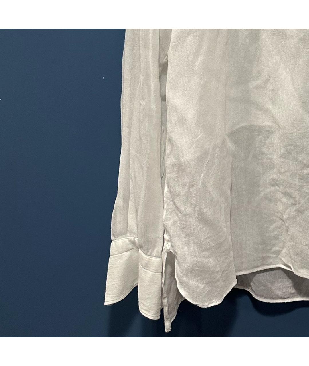 LANVIN Белая хлопко-шелковая классическая рубашка, фото 4