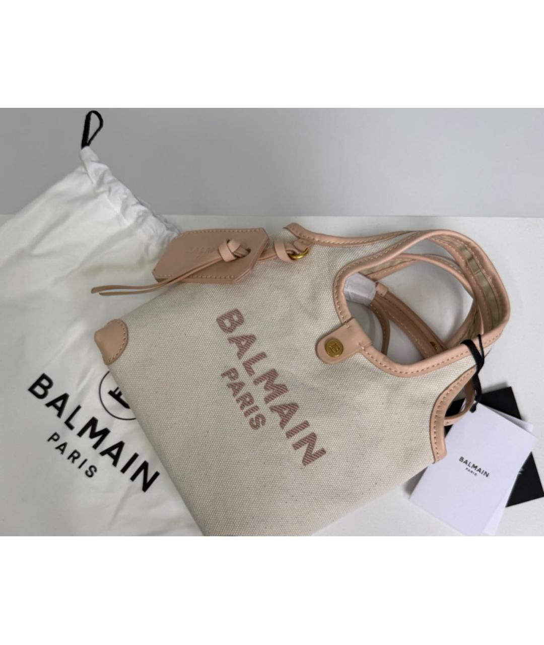 BALMAIN Бежевая хлопковая сумка тоут, фото 4