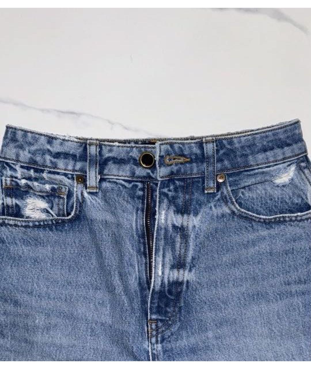KHAITE Синие хлопковые прямые джинсы, фото 4