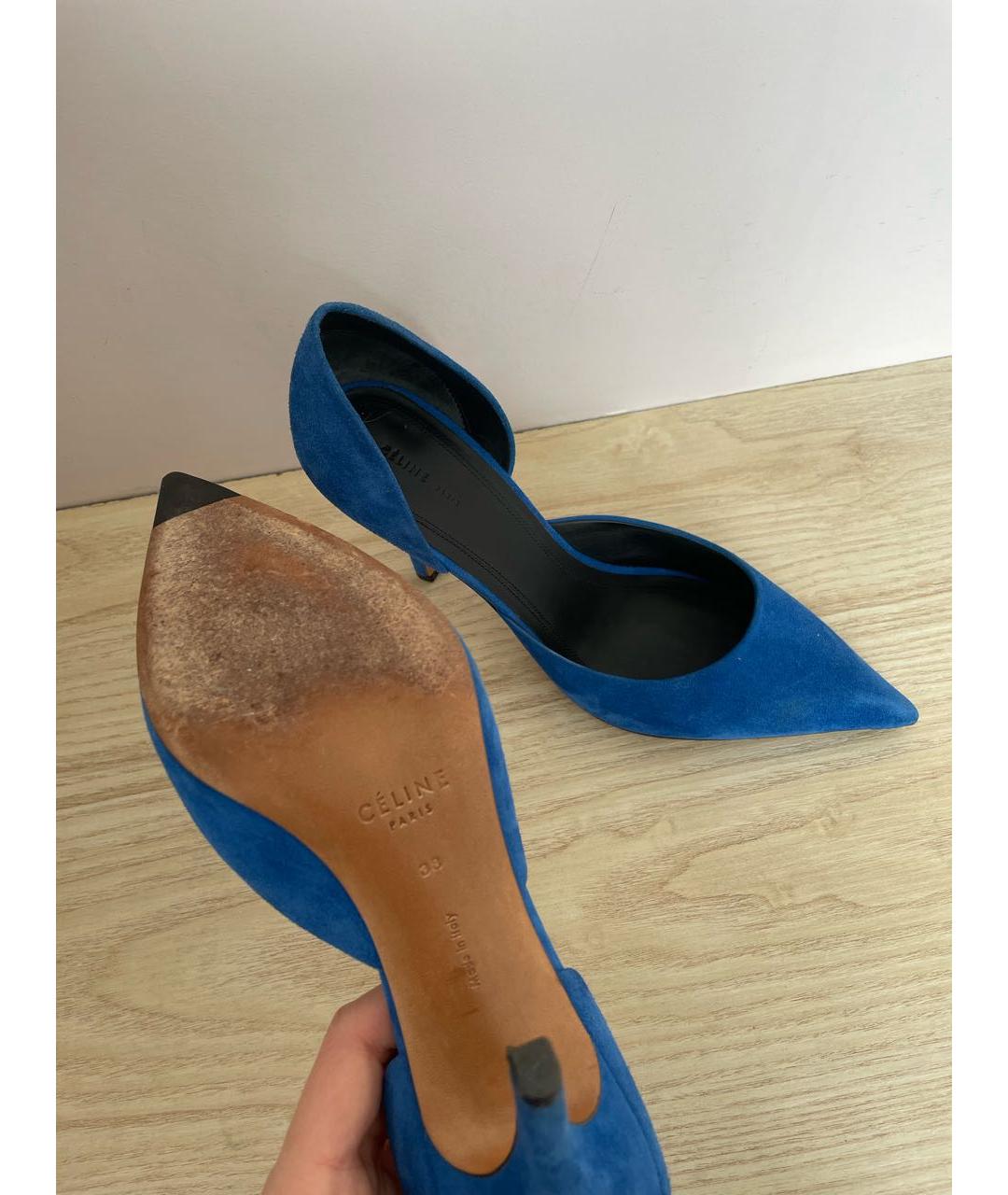 CELINE PRE-OWNED Синие замшевые туфли, фото 5