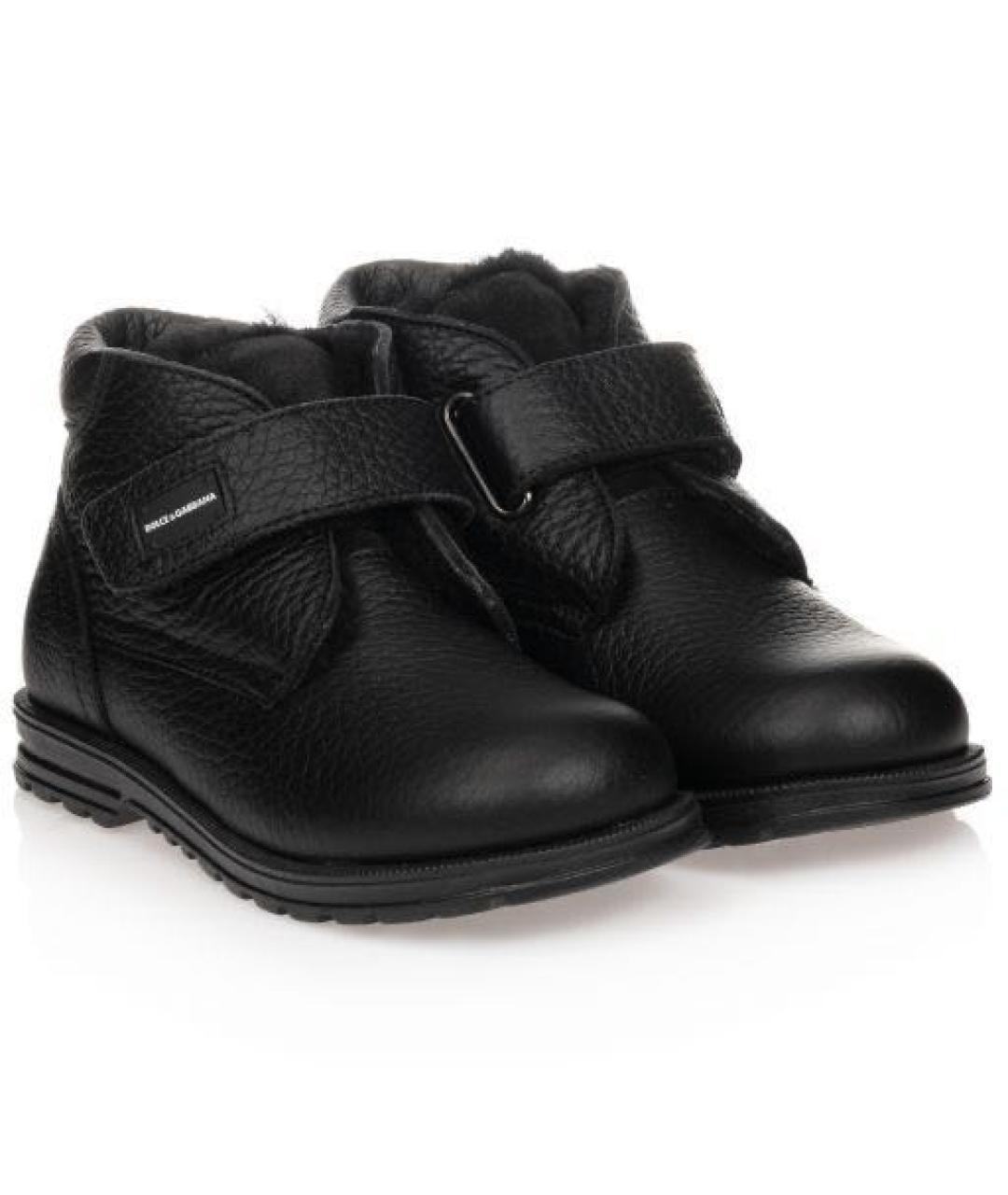 DOLCE&GABBANA Черные кожаные ботинки, фото 2
