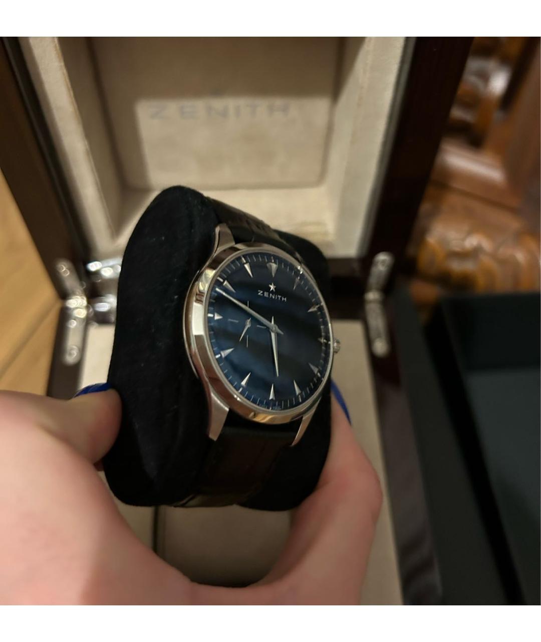 ZENITH Темно-синие кожаные часы, фото 2