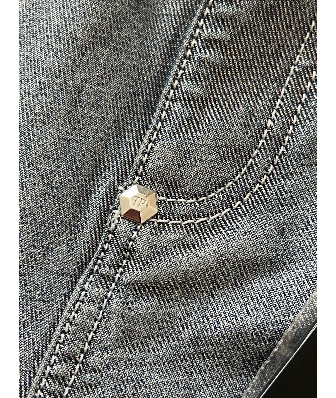 PHILIPP PLEIN Серебряные прямые джинсы, фото 7