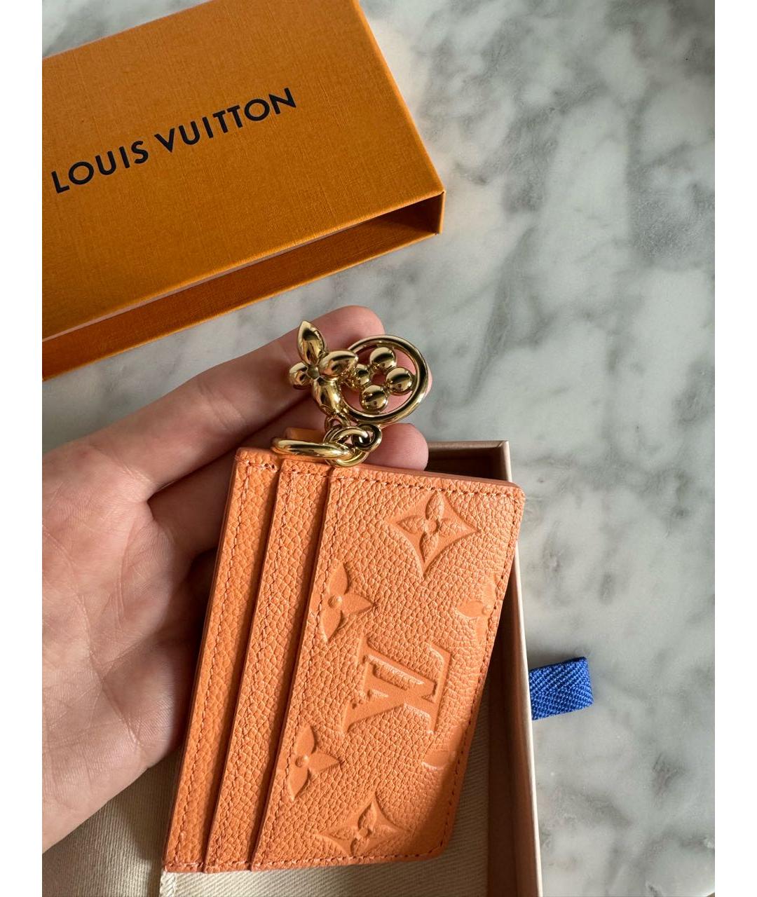 LOUIS VUITTON PRE-OWNED Оранжевый кожаный кардхолдер, фото 4