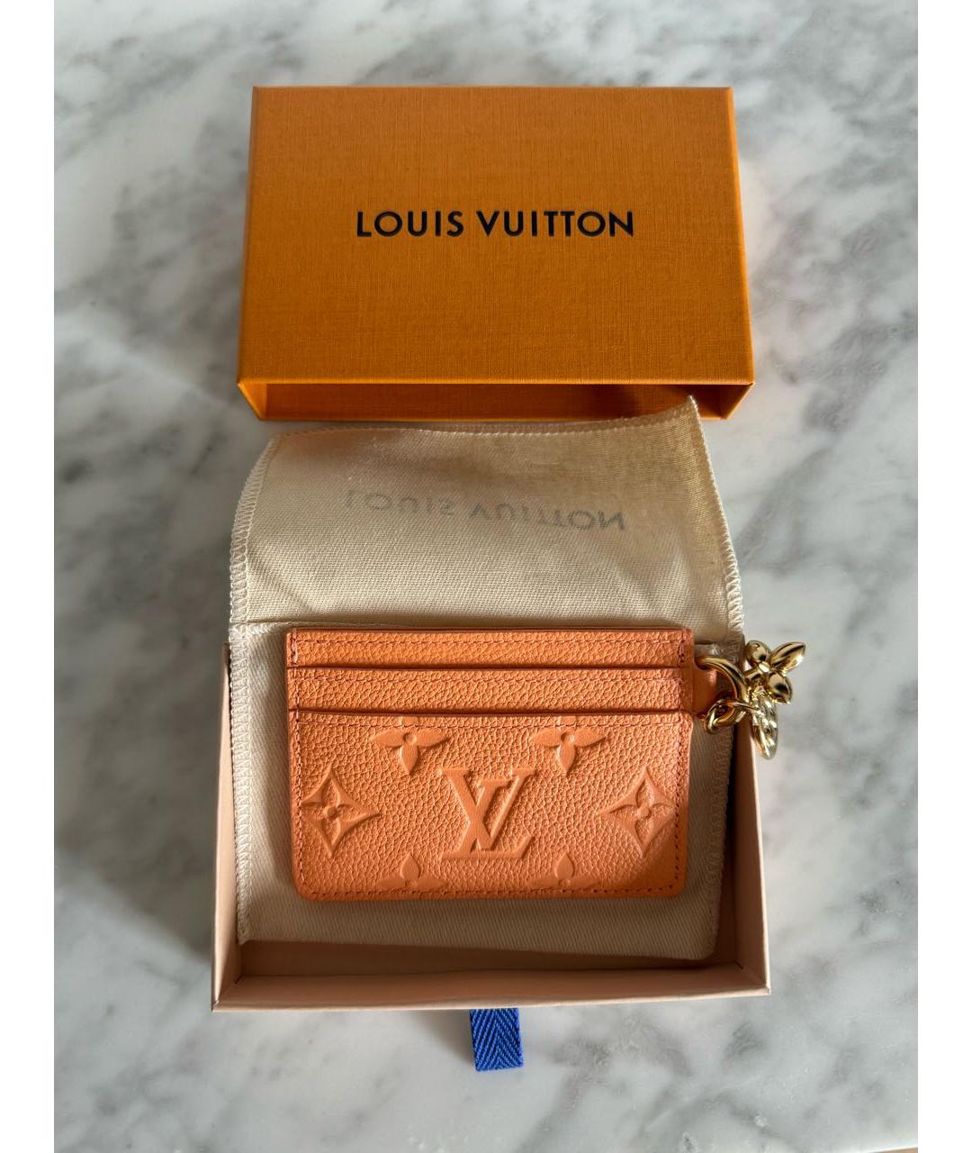 LOUIS VUITTON PRE-OWNED Оранжевый кожаный кардхолдер, фото 3