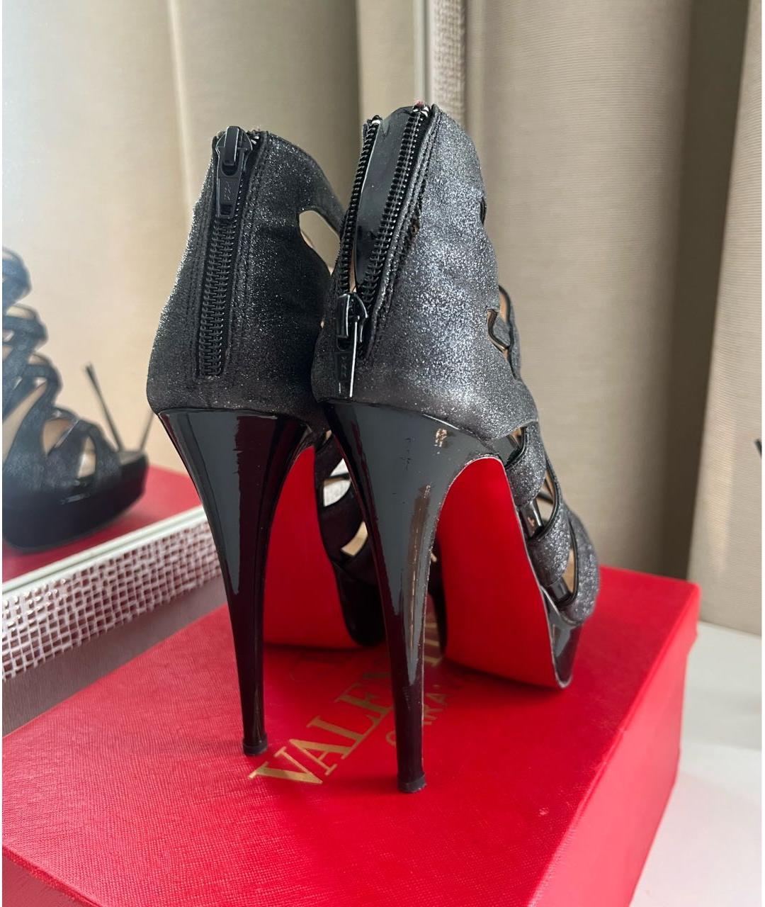 CHRISTIAN LOUBOUTIN Фиолетовые текстильные босоножки, фото 4