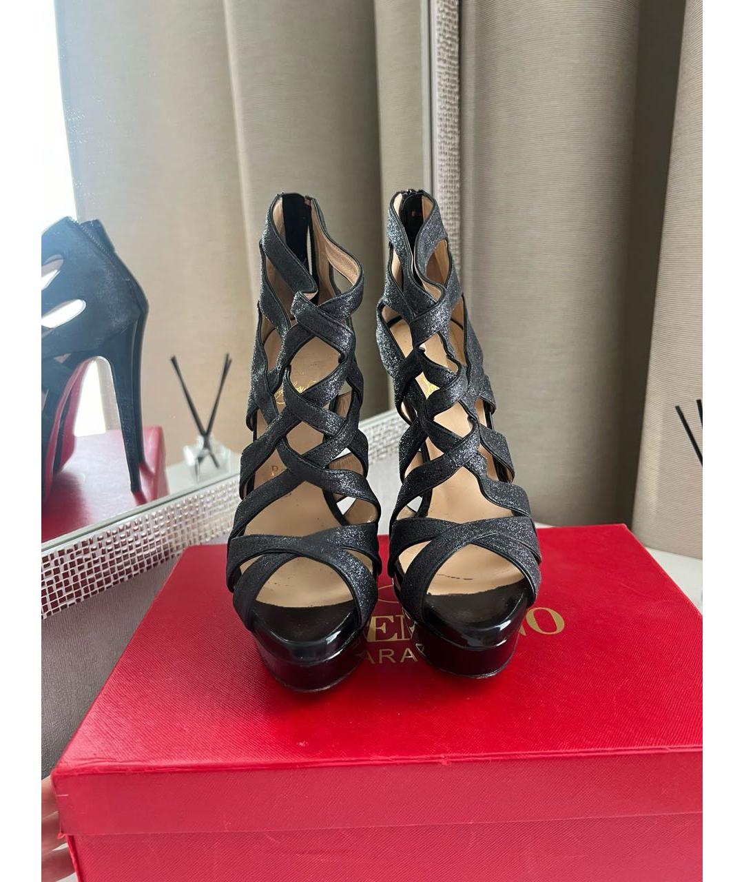 CHRISTIAN LOUBOUTIN Фиолетовые текстильные босоножки, фото 2