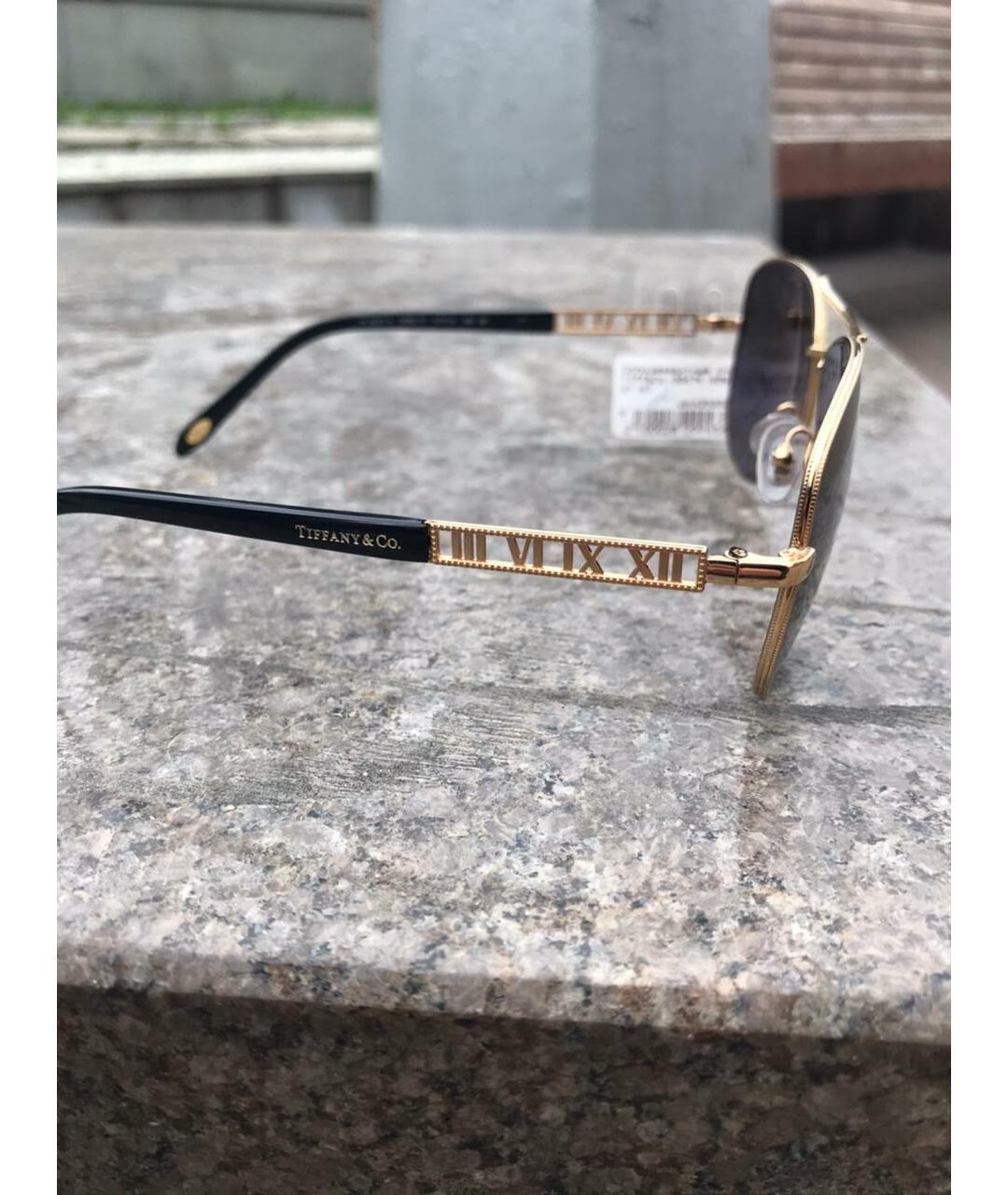 TIFFANY&CO Золотые металлические солнцезащитные очки, фото 4