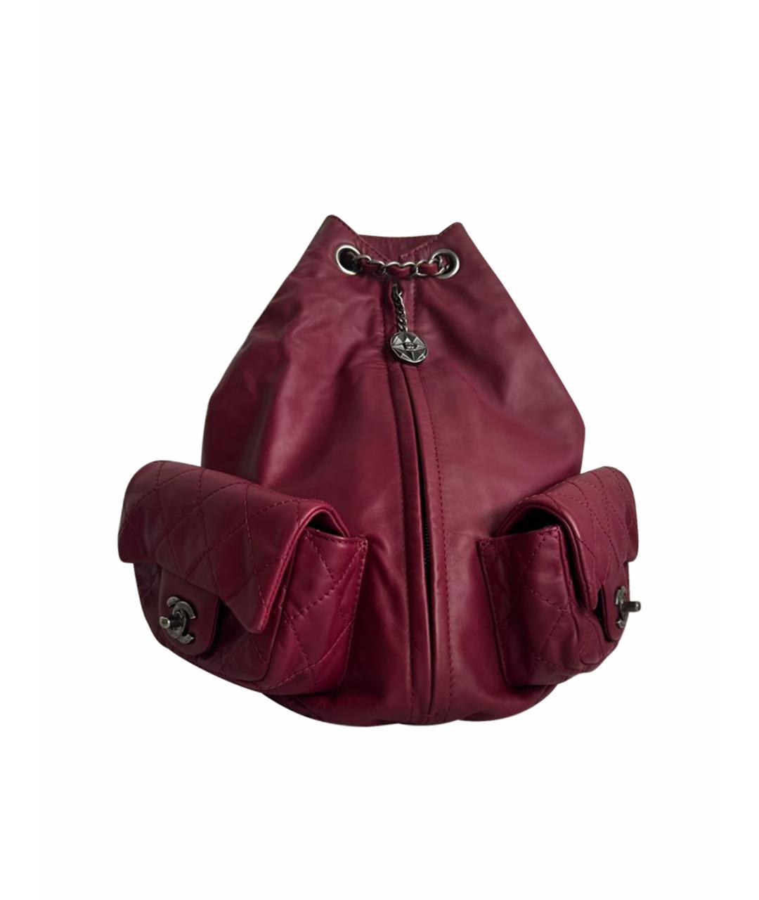 CHANEL Бордовый кожаный рюкзак, фото 1