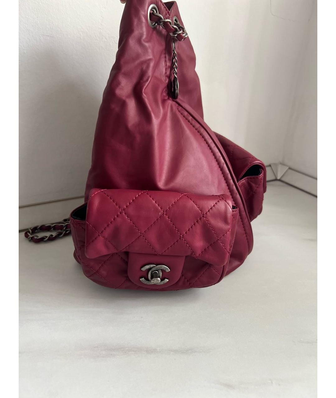 CHANEL Бордовый кожаный рюкзак, фото 2