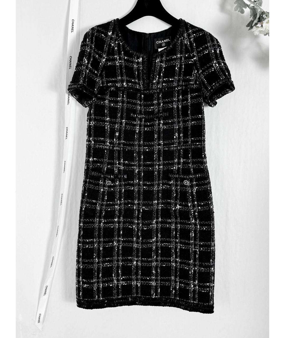 CHANEL PRE-OWNED Черное твидовое повседневное платье, фото 4