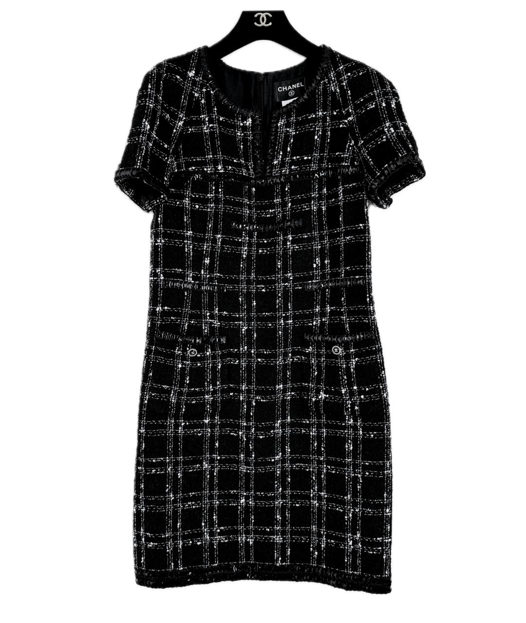 CHANEL PRE-OWNED Черное твидовое повседневное платье, фото 8