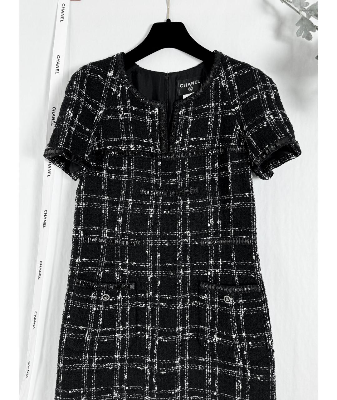 CHANEL PRE-OWNED Черное твидовое повседневное платье, фото 2