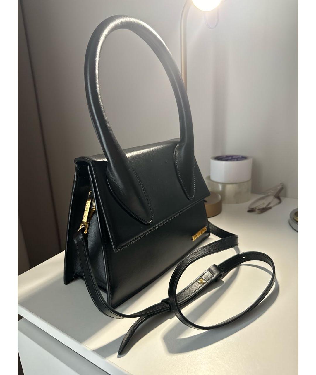 JACQUEMUS Черная кожаная сумка через плечо, фото 2