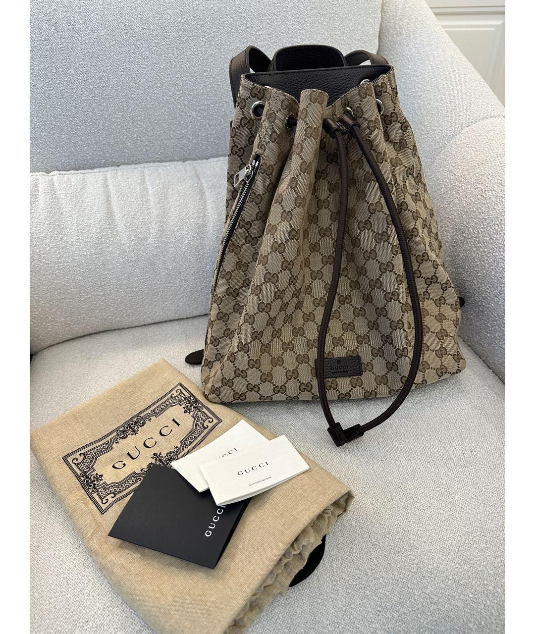 GUCCI Бежевый тканевый рюкзак, фото 8