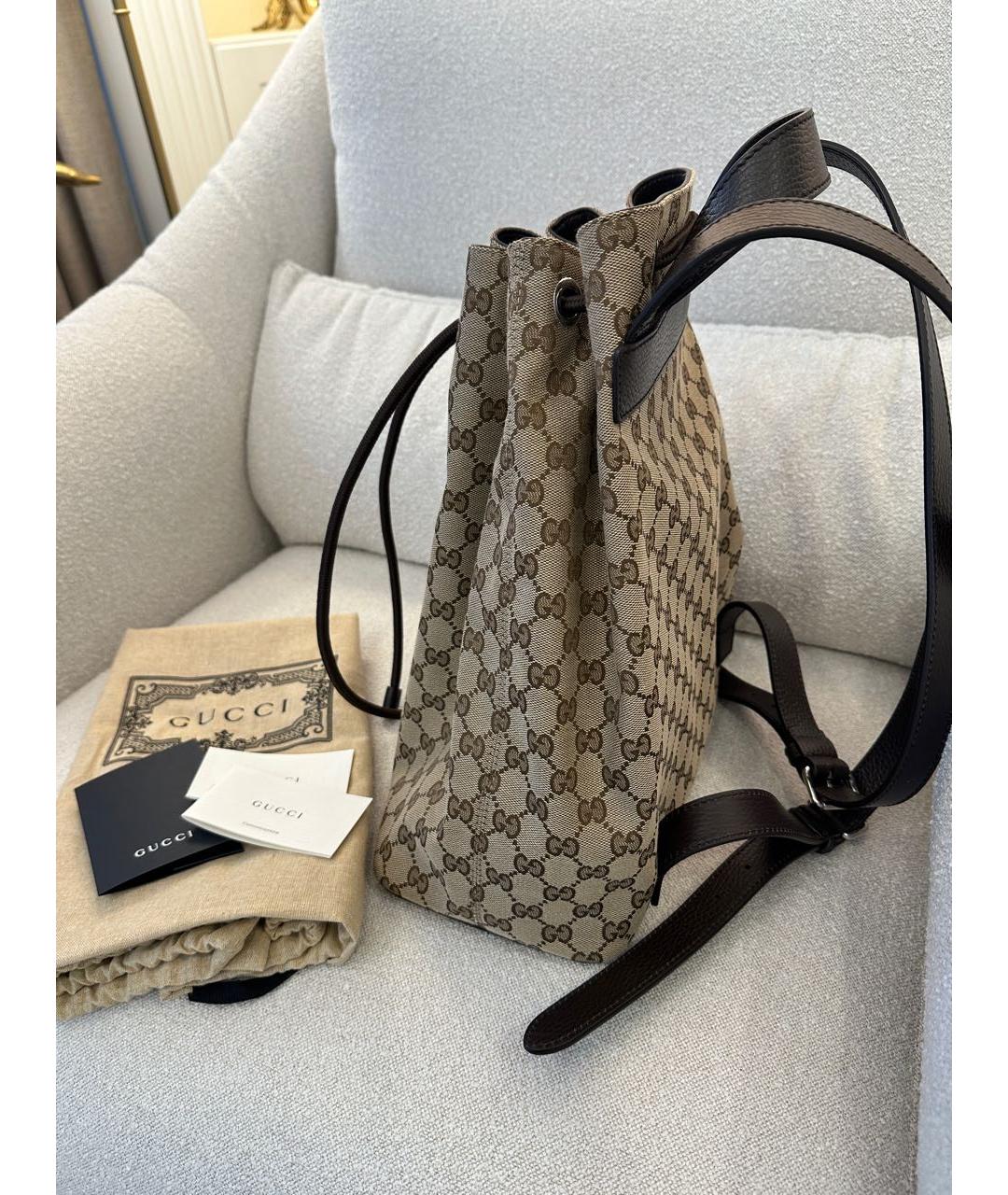 GUCCI Бежевый тканевый рюкзак, фото 2