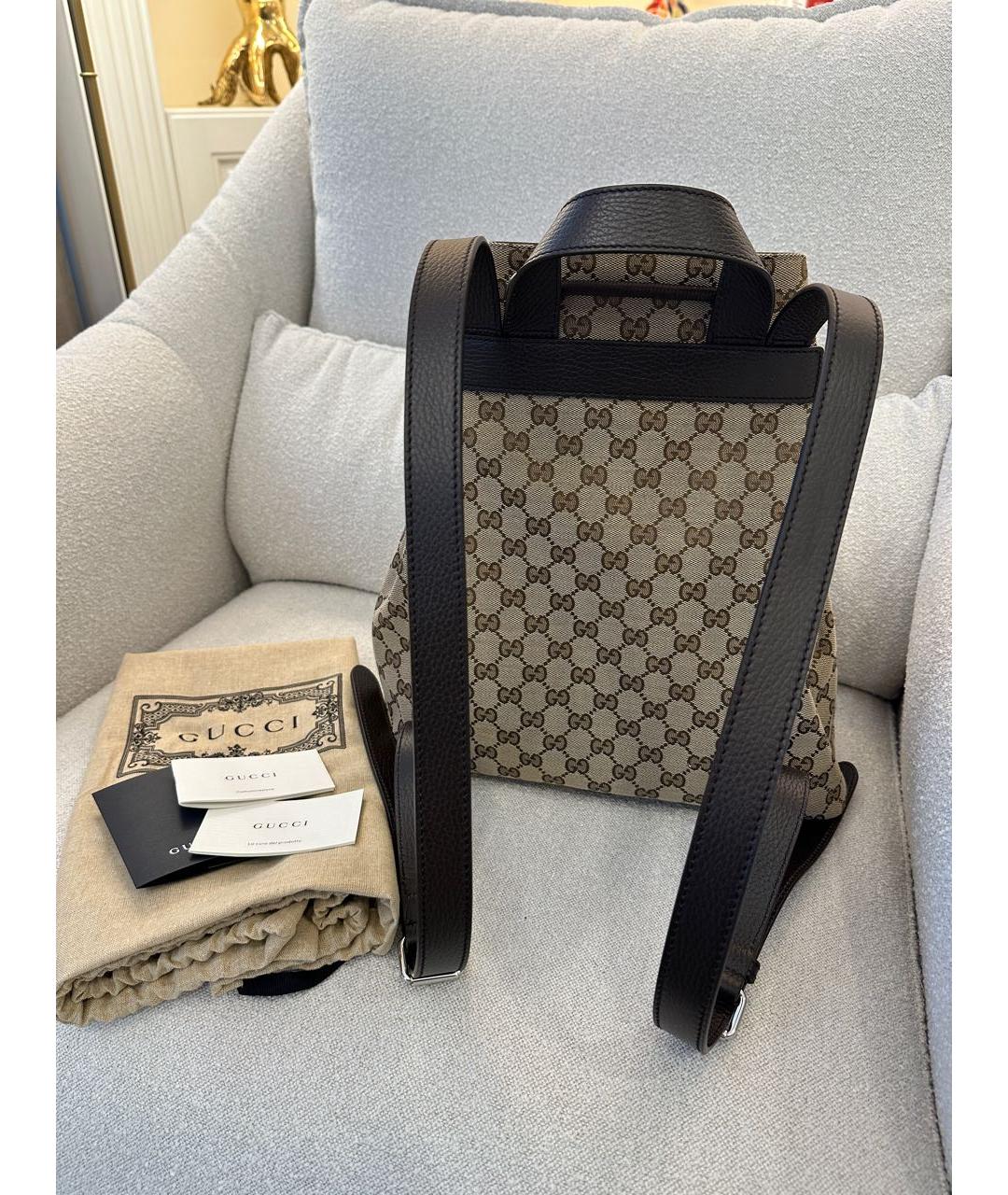 GUCCI Бежевый тканевый рюкзак, фото 3