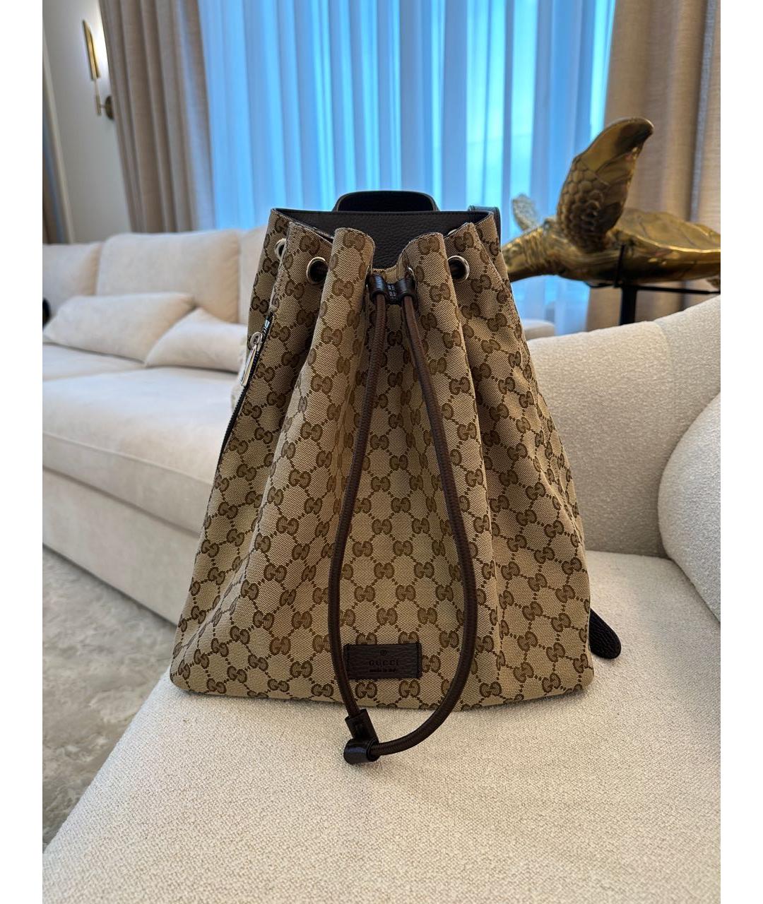 GUCCI Бежевый тканевый рюкзак, фото 9