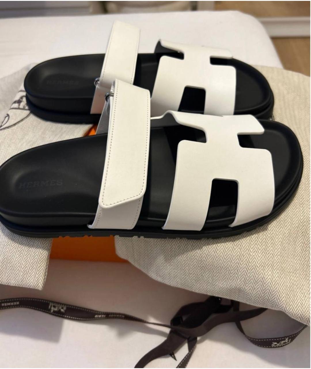 HERMES PRE-OWNED Белые кожаные сандалии, фото 5