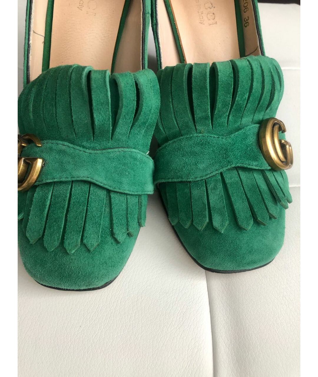GUCCI Зеленые замшевые туфли, фото 5