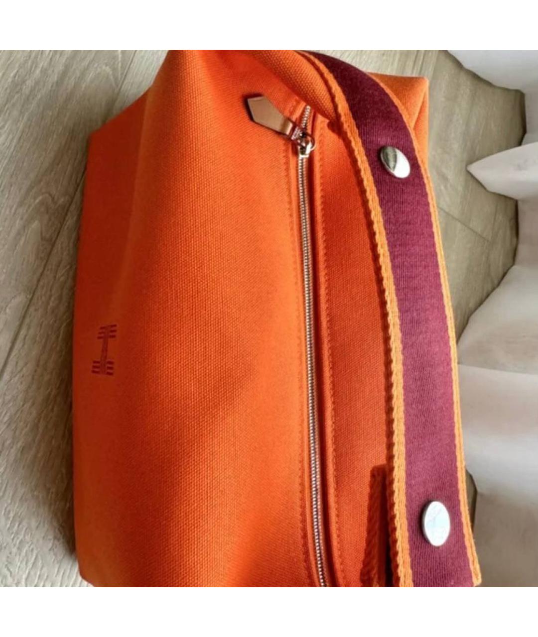 HERMES PRE-OWNED Оранжевая хлопковая косметичка, фото 3