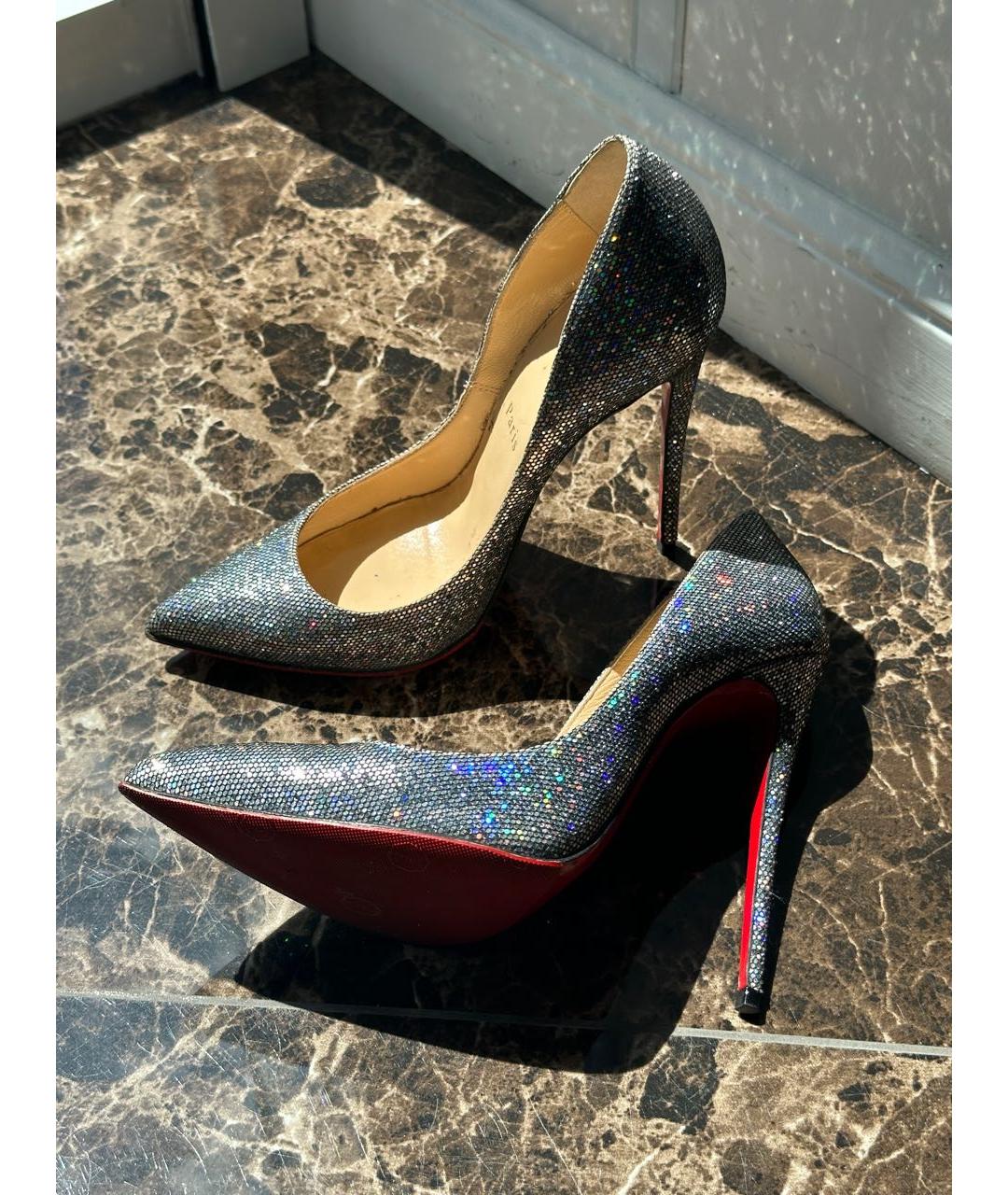 CHRISTIAN LOUBOUTIN Антрацитовые туфли из экзотической кожи, фото 5