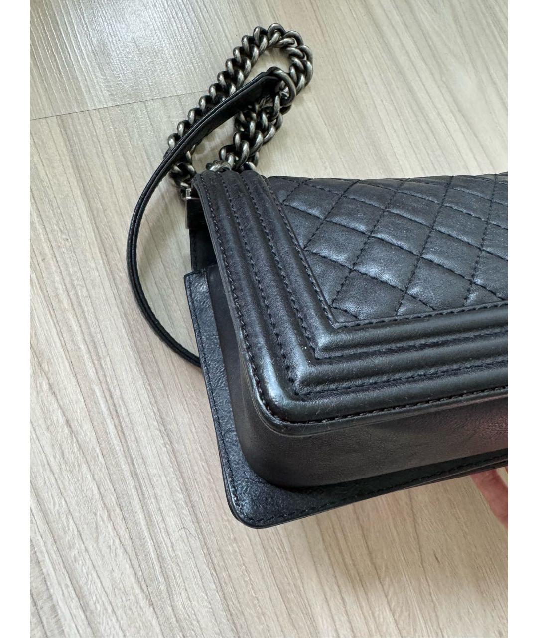 CHANEL PRE-OWNED Черная кожаная сумка через плечо, фото 5